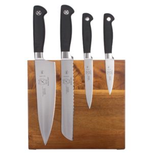 Mercer Culinary 5-Piece Acacia Magnetic Board and Knife Set
